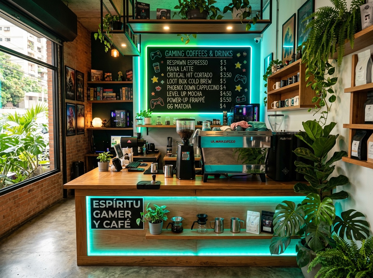 Barra café artesanal gaming cafe Valencia