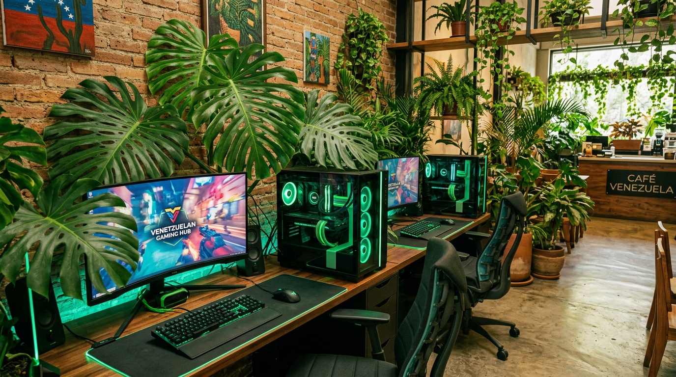 Estaciones gaming con plantas tropicales Valencia